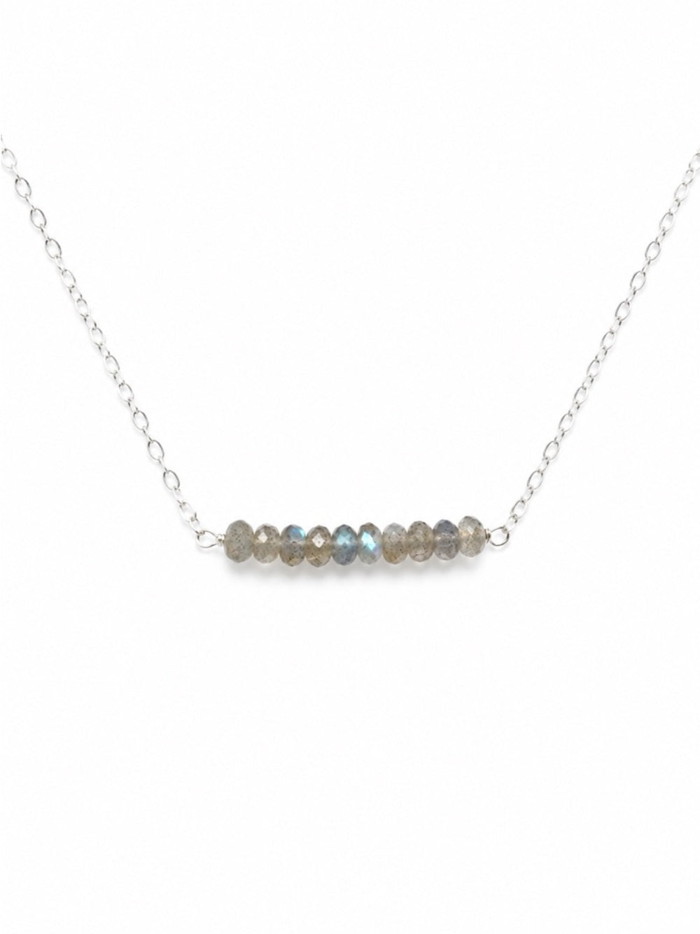 N0090 Labradorite Bar Necklace (S925)