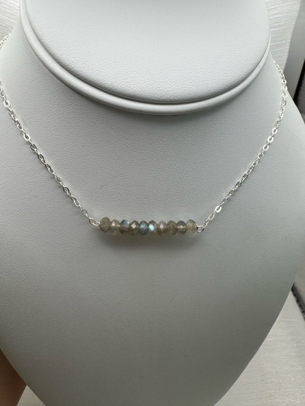 N0090 Labradorite Bar Necklace (S925)