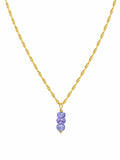 N0060 Triple Tanzanite Gold Necklace