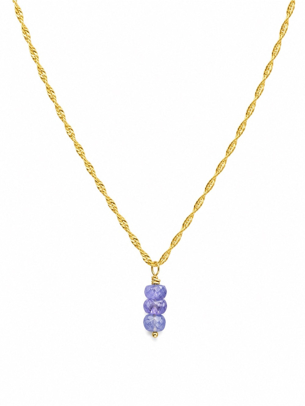 N0060 Triple Tanzanite Gold Necklace