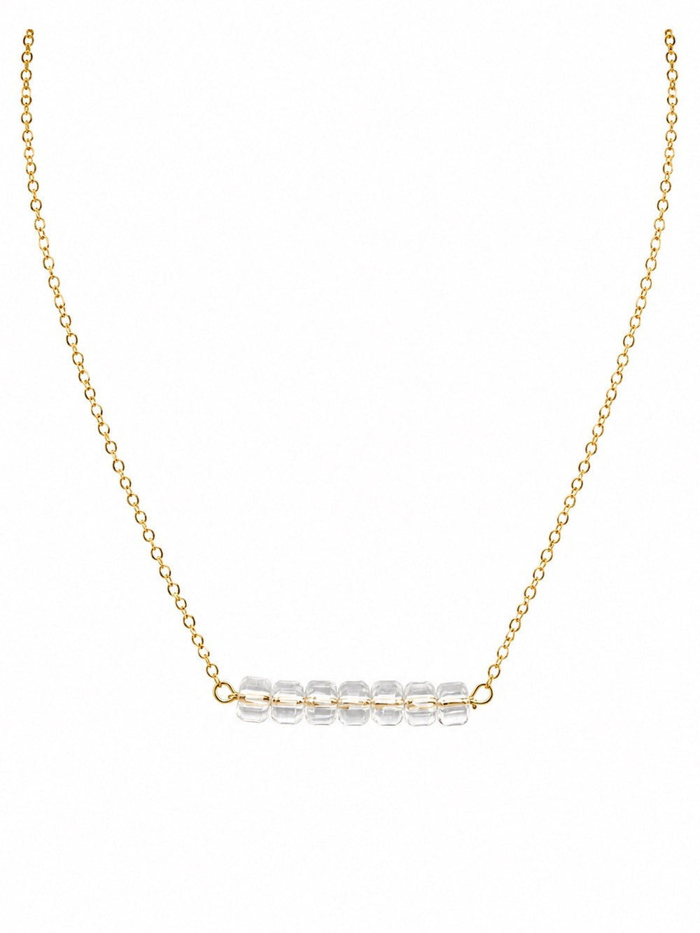 N0057 White Topaz Bar Gold Necklace