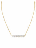 N0057 White Topaz Bar Gold Necklace