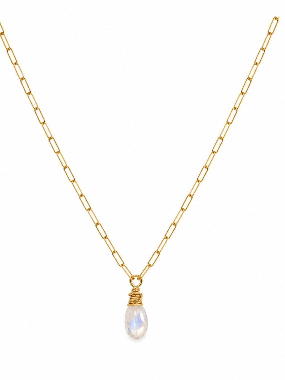 N0061 Moonstone Paperclip Necklace
