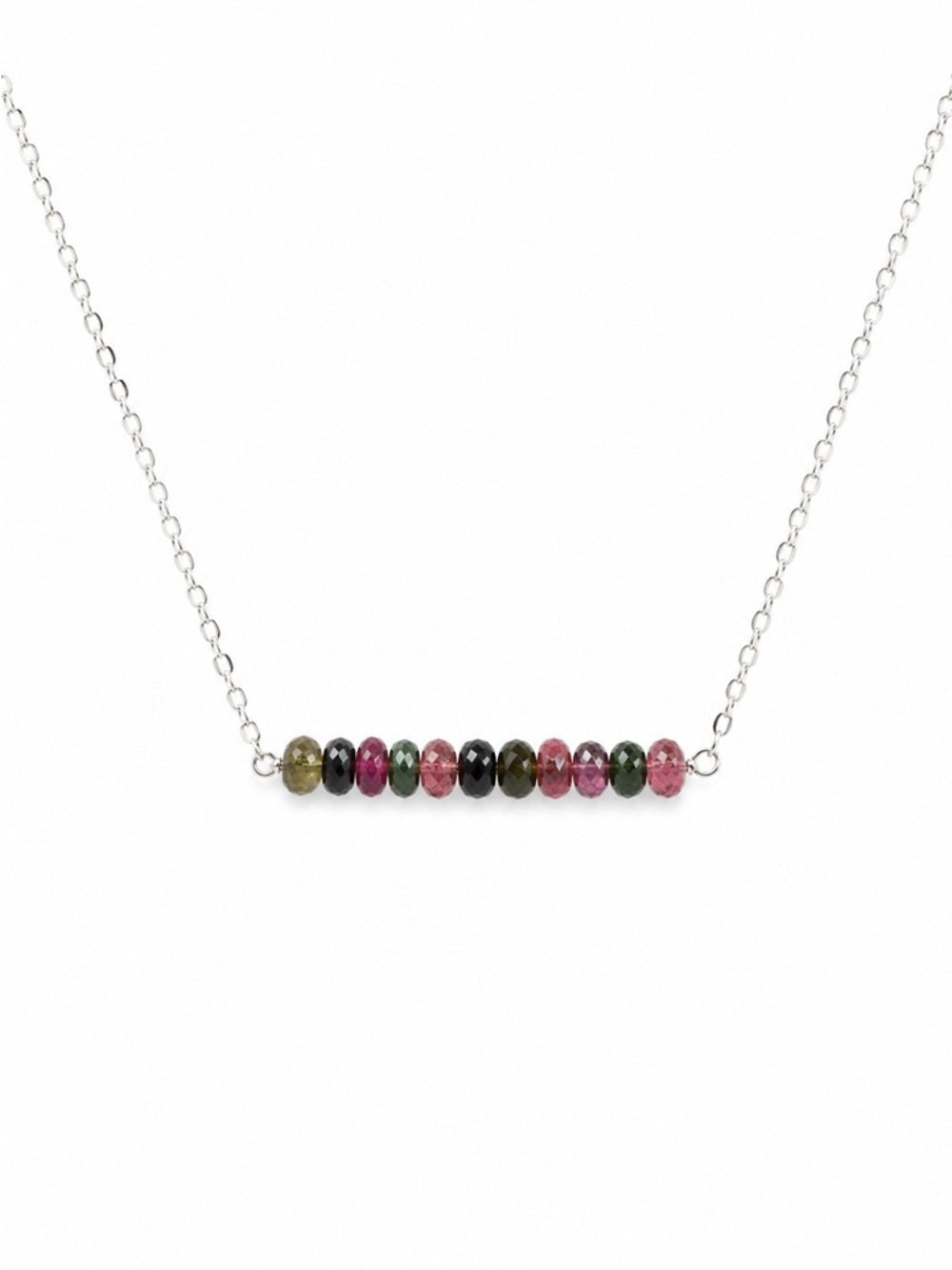 N0094 Rainbow Tourmaline Necklace (S925)