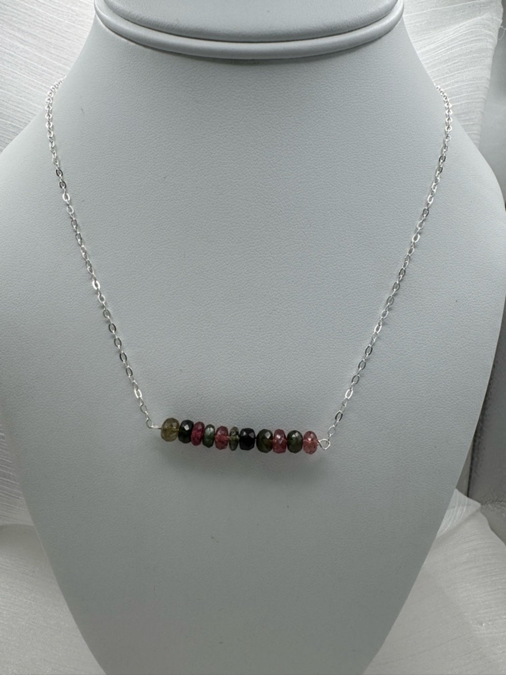 N0094 Rainbow Tourmaline Necklace (S925)