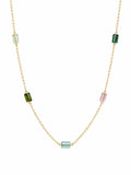 N0098 Tube Tourmaline Gold Necklace