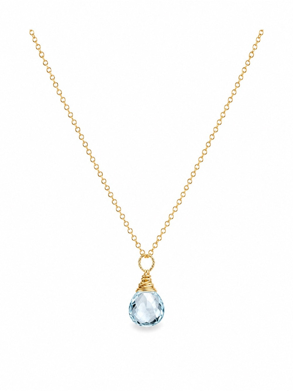 N0081 Blue Topaz Drop Necklace