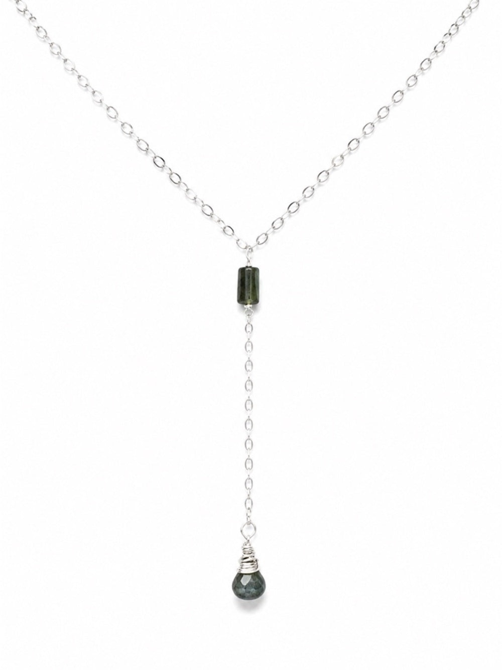 L0083 Tourmaline Lariat Necklace (S925)