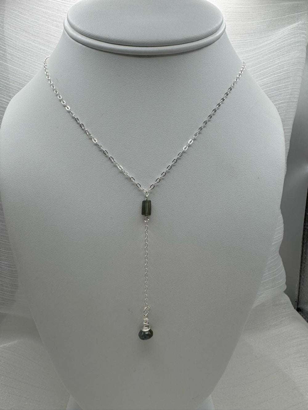 L0083 Tourmaline Lariat Necklace (S925)