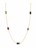 N0098 Tube Tourmaline Gold Necklace
