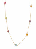 N0093 Square Rainbow Tourmaline Necklace