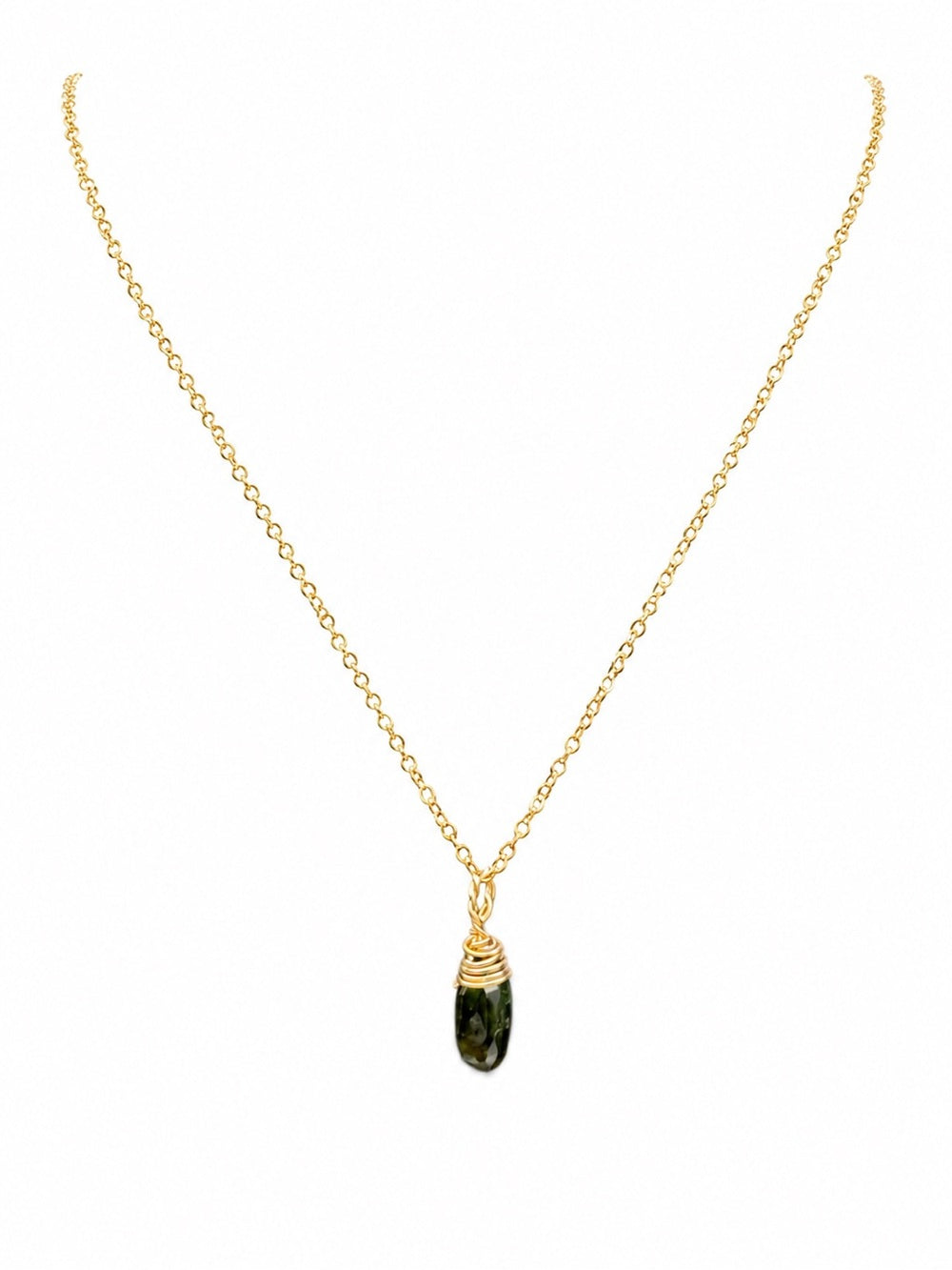 N0092 Tourmaline Gold Drop Necklace