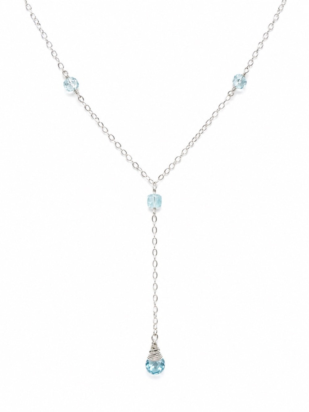 L0019 Blue Topaz Lariat Necklace (S925)
