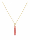 N0078 Rectangle Strawberry Quartz Drop Necklace