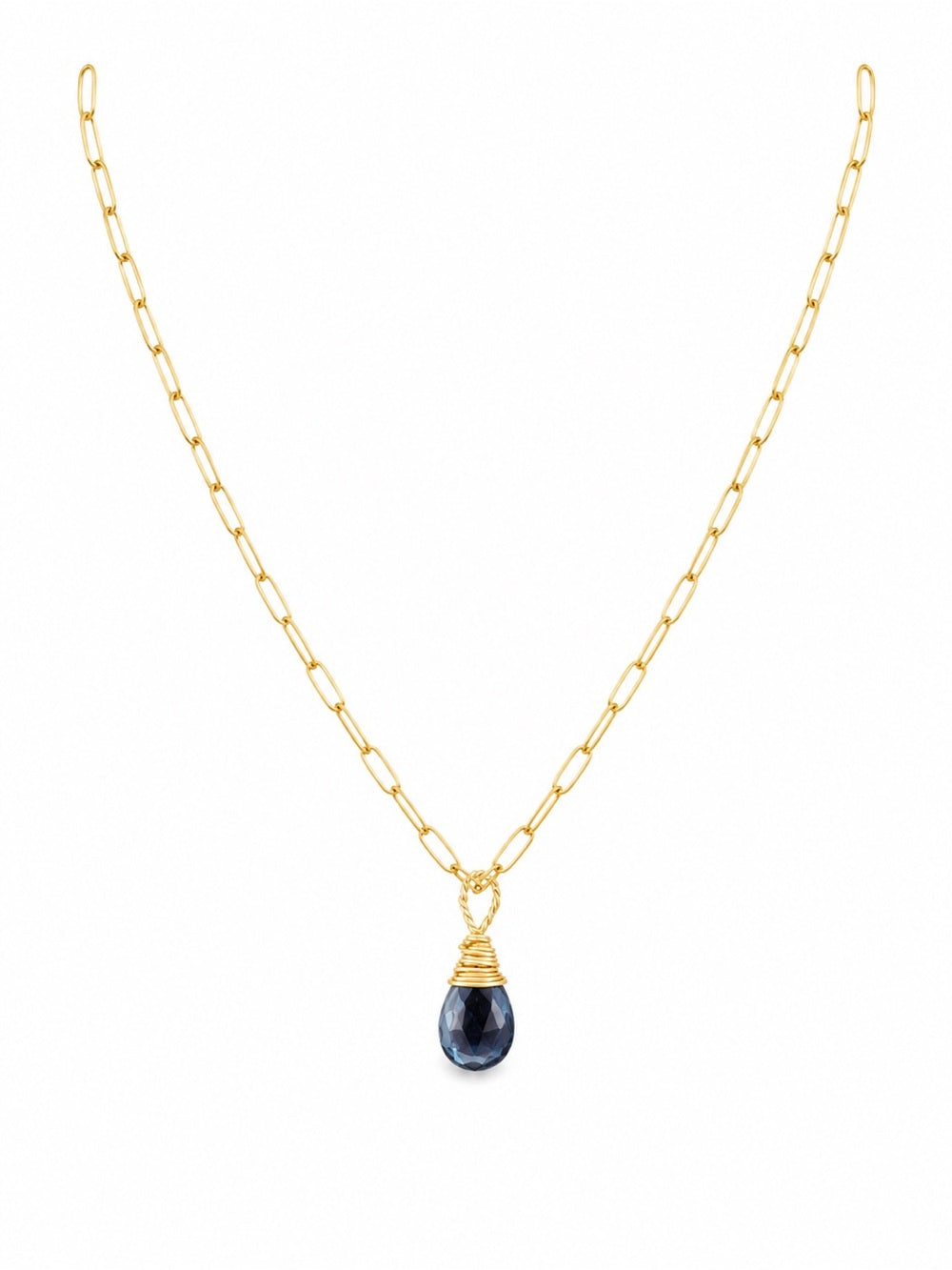 N0072 London Blue Topaz Paperclip Necklace