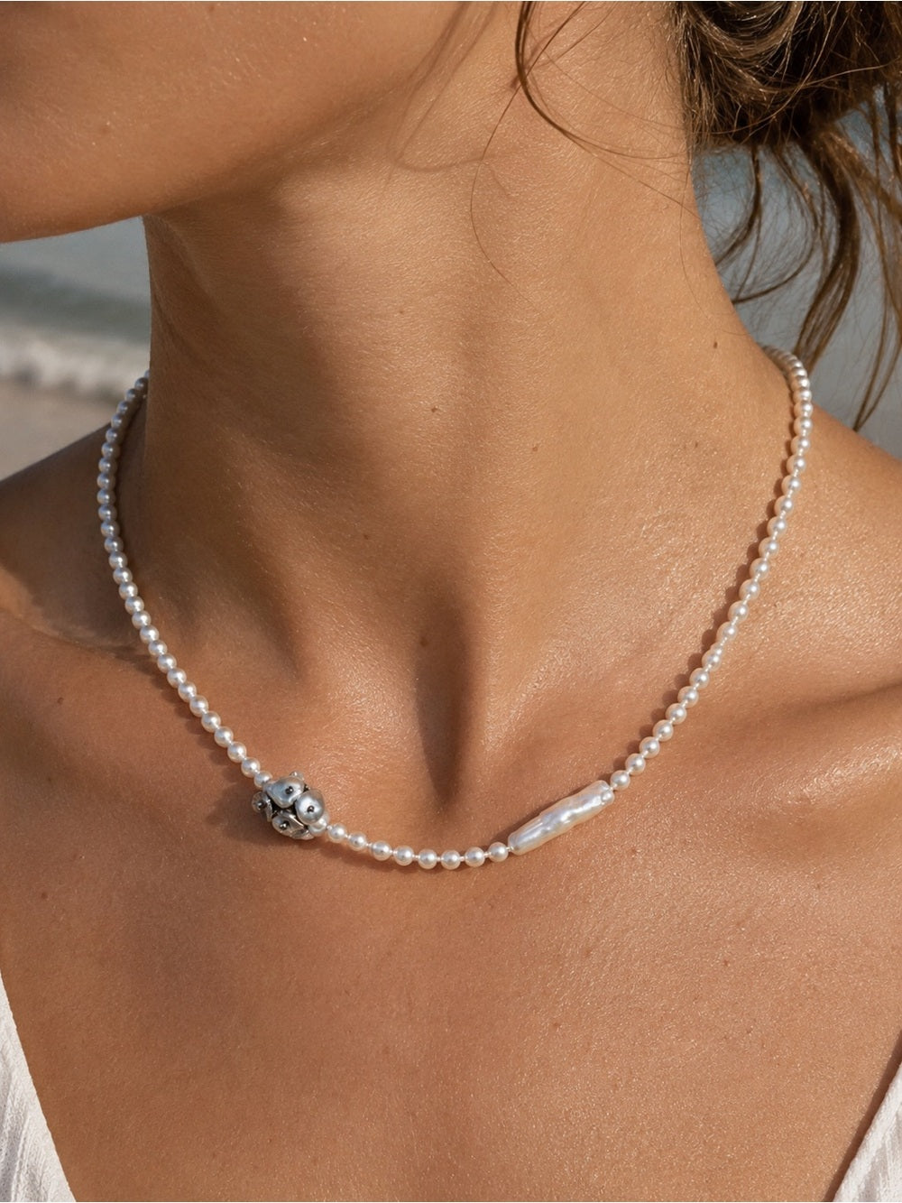 Seaside Pearl Cluster Necklace (N51)