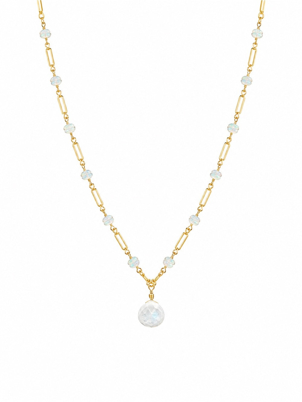 Moonstone Gold Filled Chain Link Necklace
