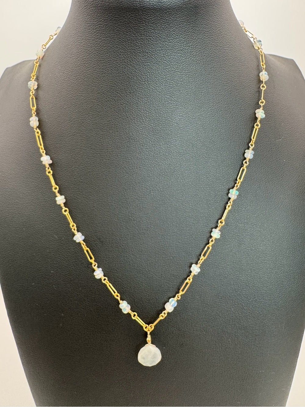 Moonstone Gold Filled Chain Link Necklace