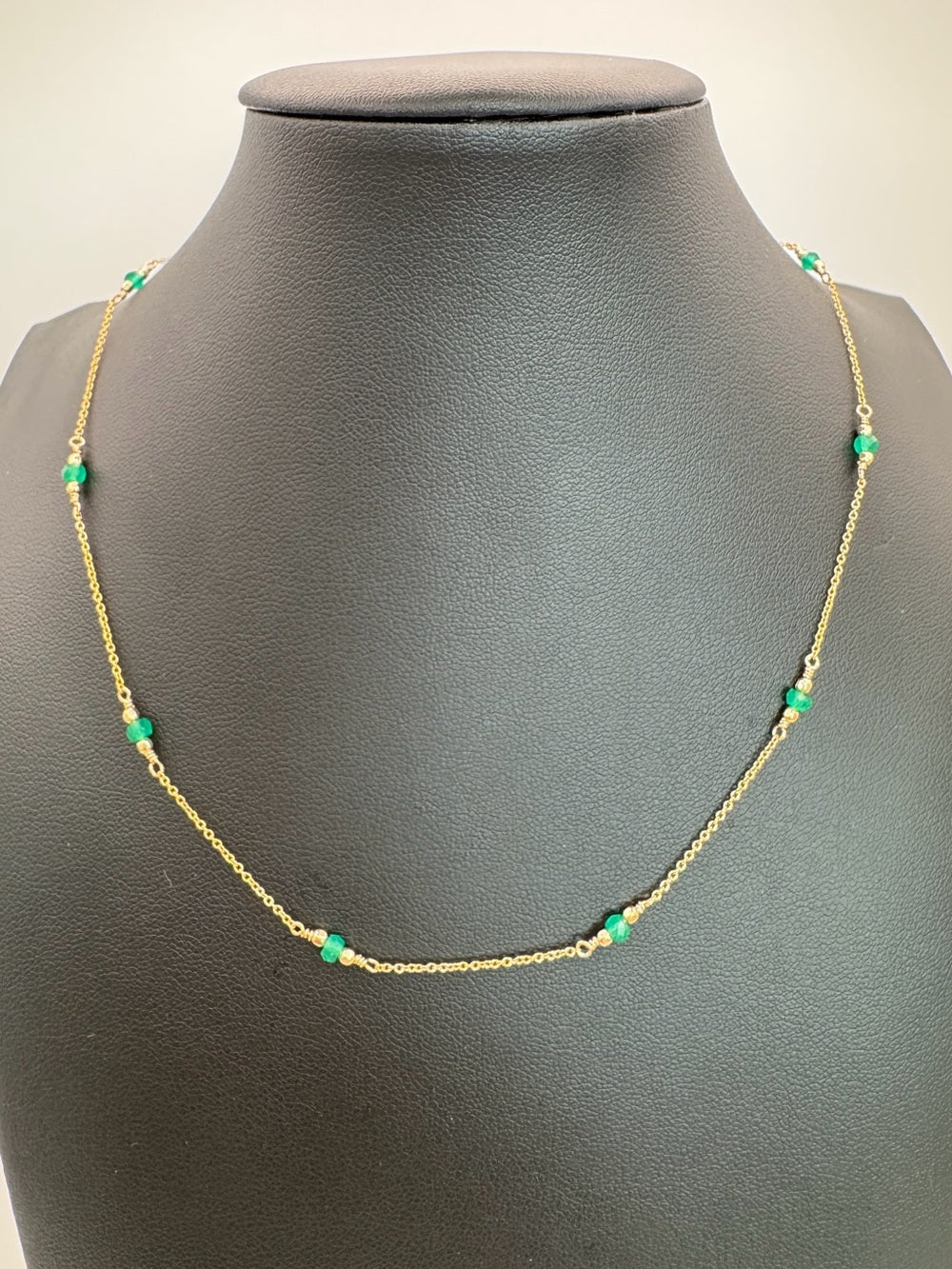 Mini Chrysoprase Bead Gold Filled Necklace