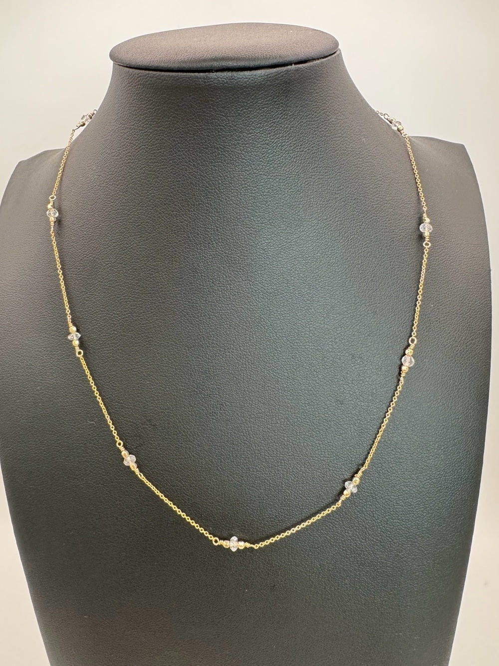 Mini Clear Quartz Bead Gold Filled Necklace