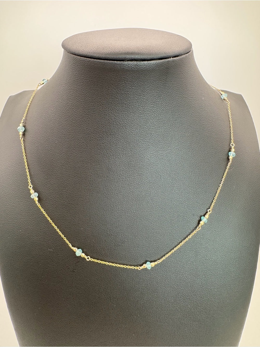 Mini Aquamarine Bead Gold Filled Necklace