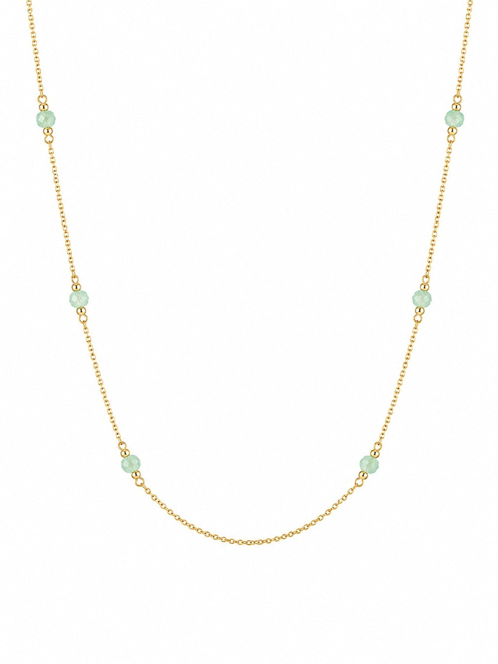 Mini Light Green Onyx Bead Gold Filled Necklace