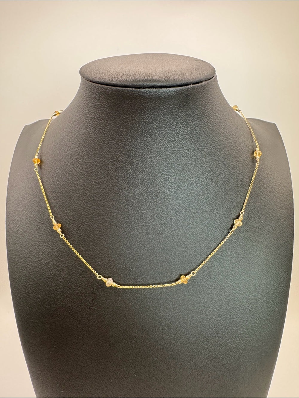 Mini Citrine Bead Gold Filled Necklace
