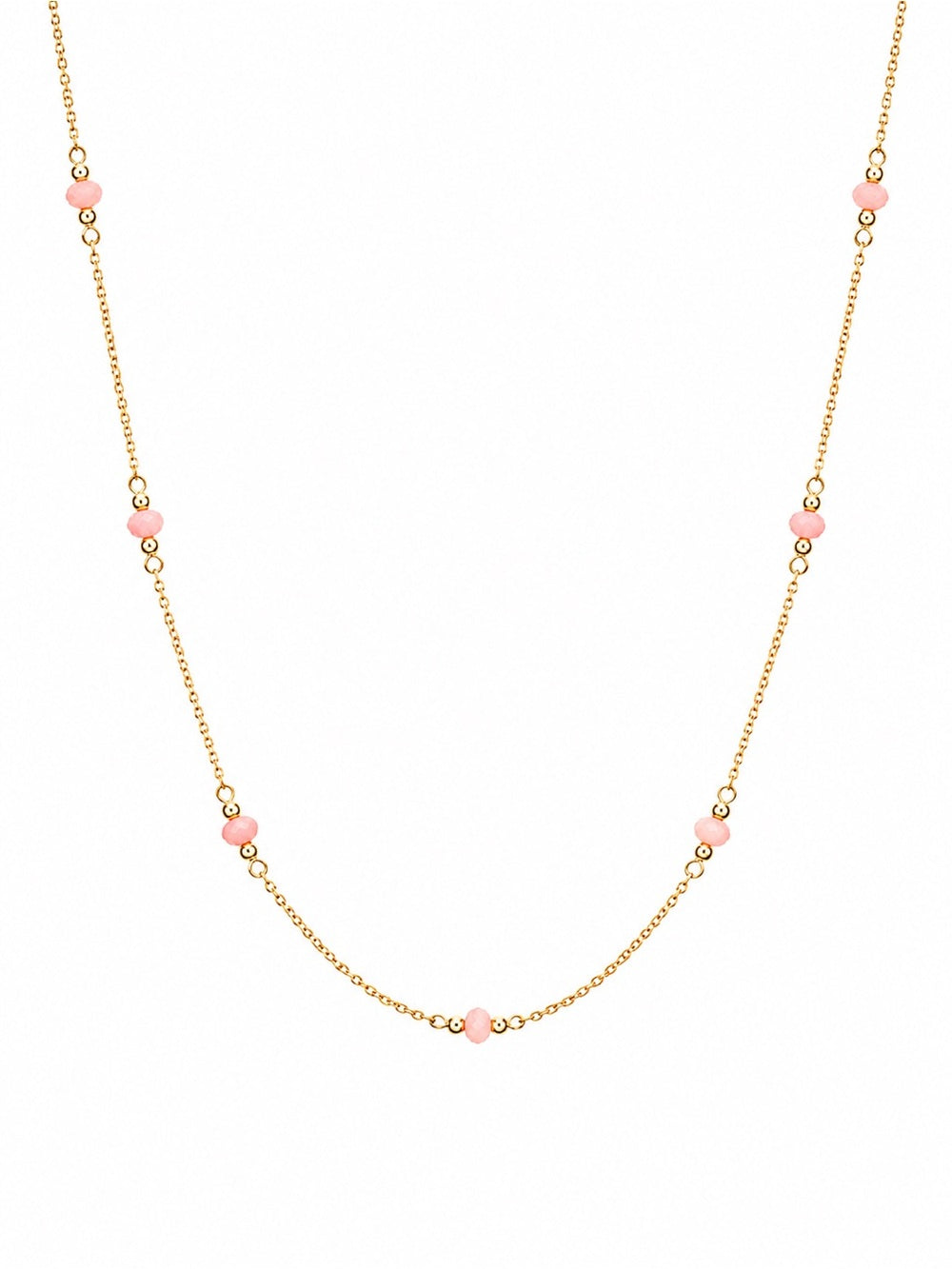 Pink Opal Stationed Gold Filled Necklace