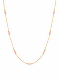 Pink Opal Stationed Gold Filled Necklace