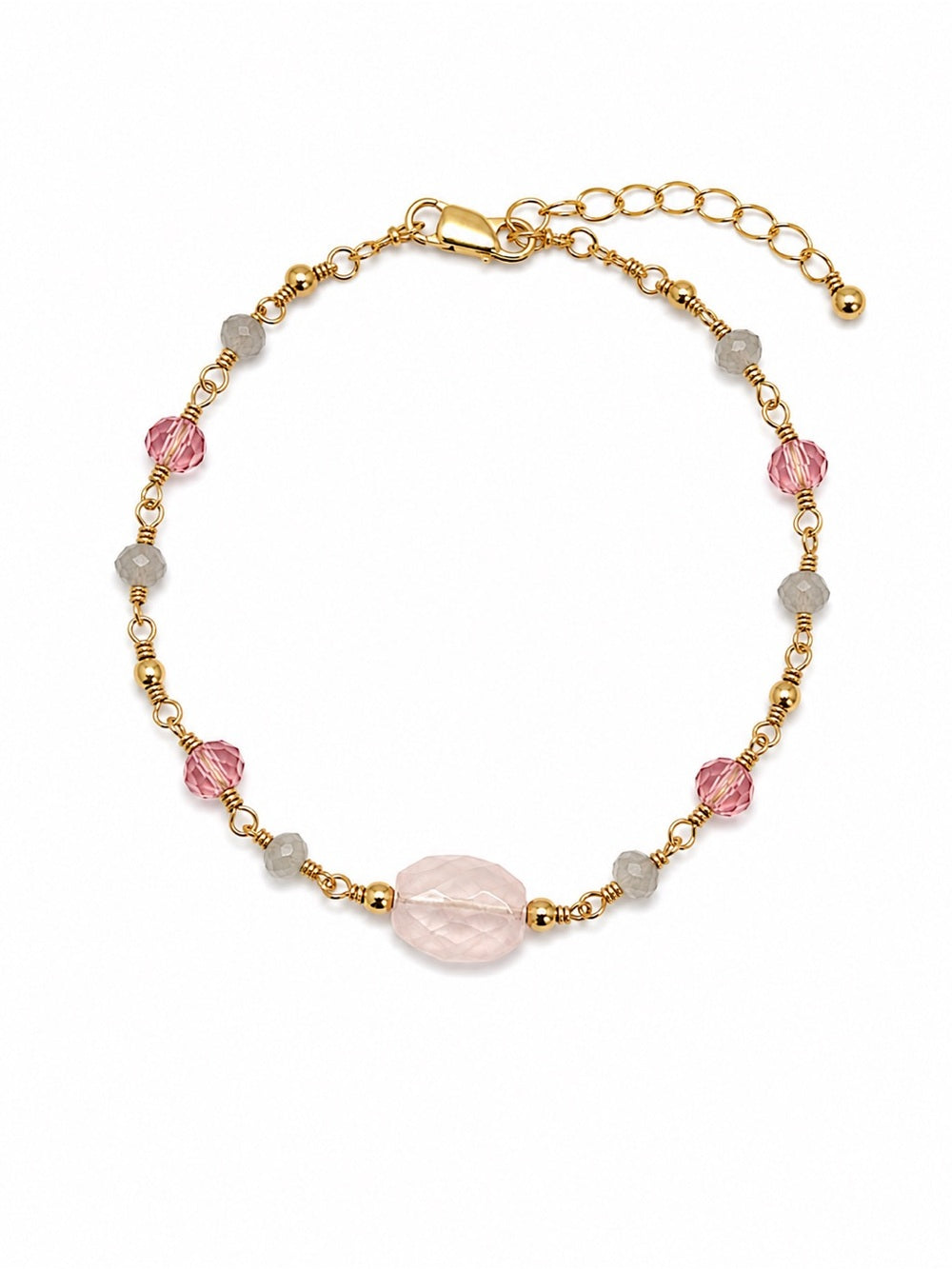 Rose Quartz Mix Gold Filled Bracelet