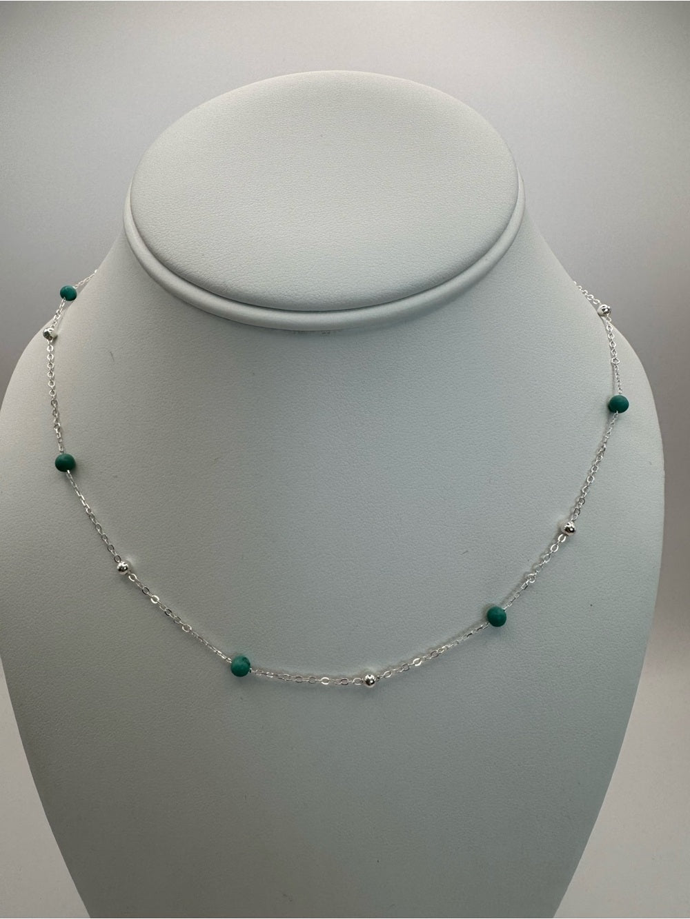 (N40) Turquoise Stationed Necklace (s925)