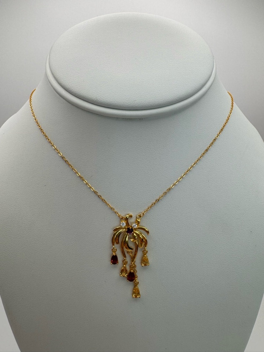 #N6 Mixed Gemstone Palm Tree Necklace (S925)