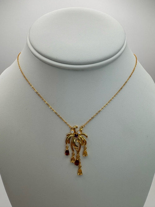 #N6 Mixed Gemstone Palm Tree Necklace (S925)