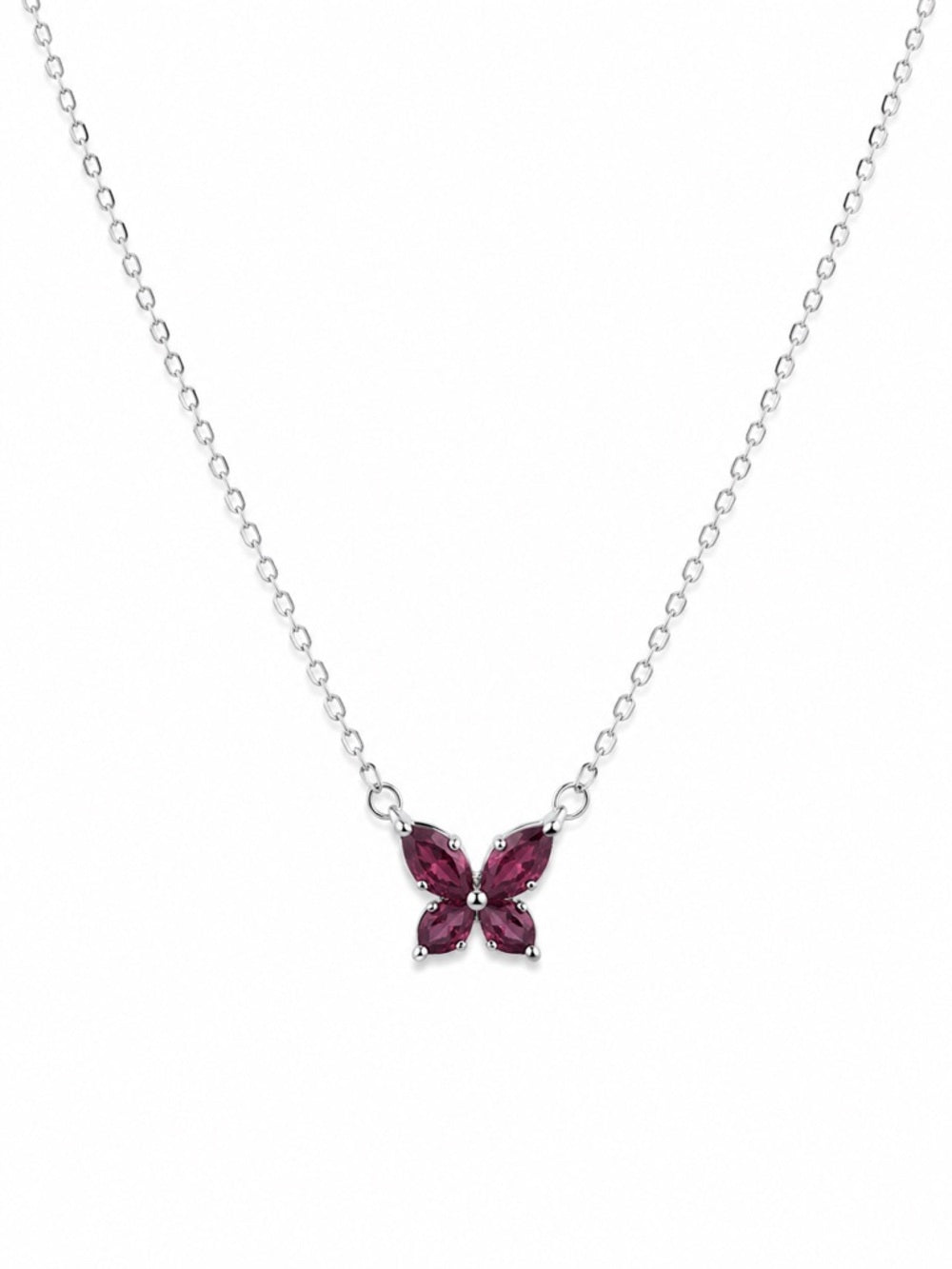 #N22 Pink Tourmaline Papillon Necklace (S925)