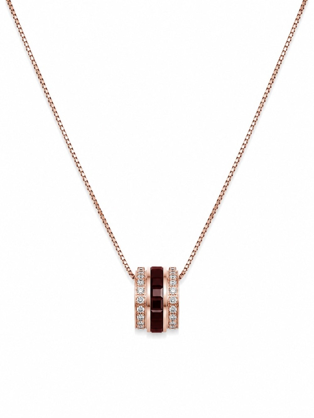 #N11 Garnet Trinity Barrell Rose Gold Necklace (S925)