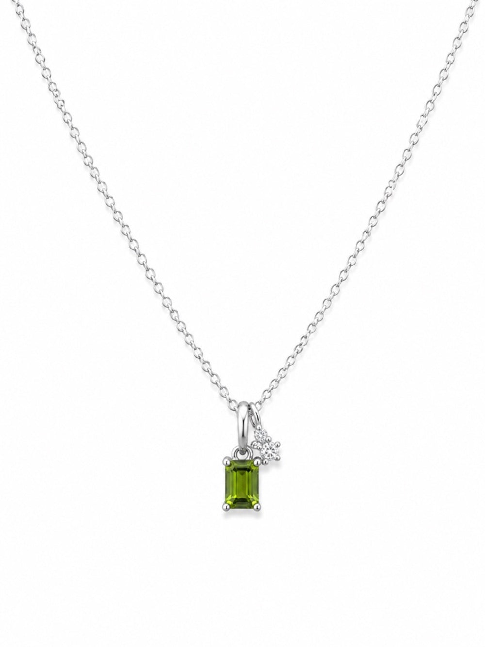 #N24 Peridot and White Topaz Charm Necklace (S925)