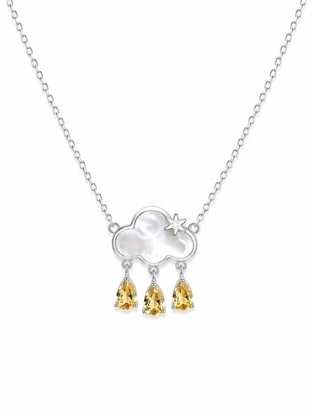 #N14 Mother of Pearl and Citrine Cloud Necklace (S925)