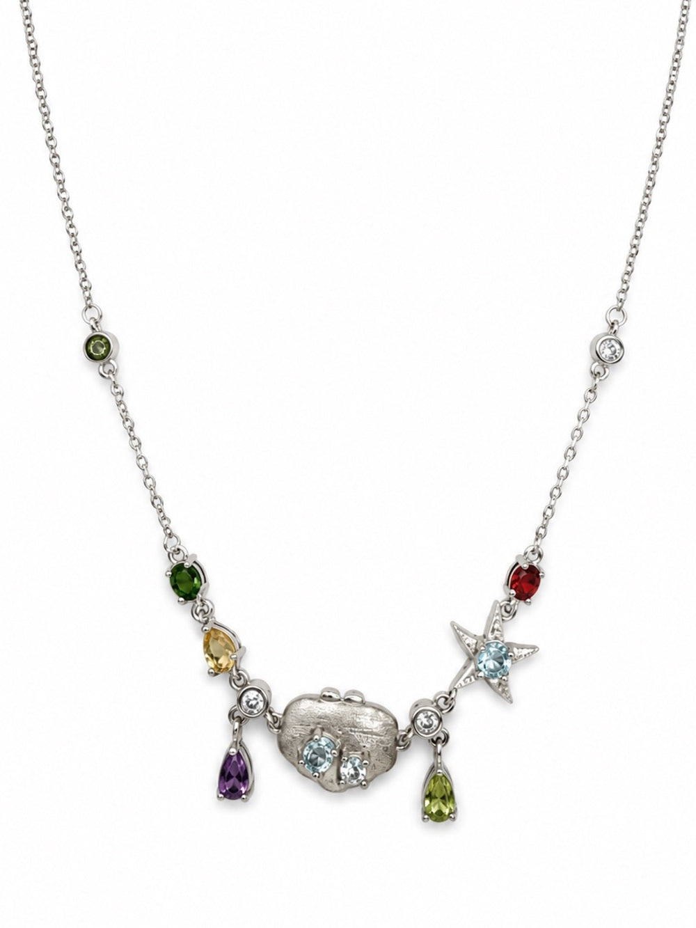 Tide Pool Multi-Gemstone Charm Necklace (N49)