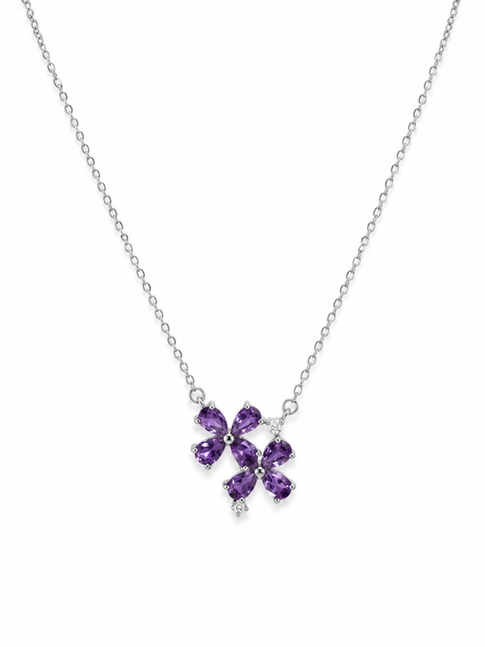 #N3 Amethyst Duo Fleur Necklace (S925)
