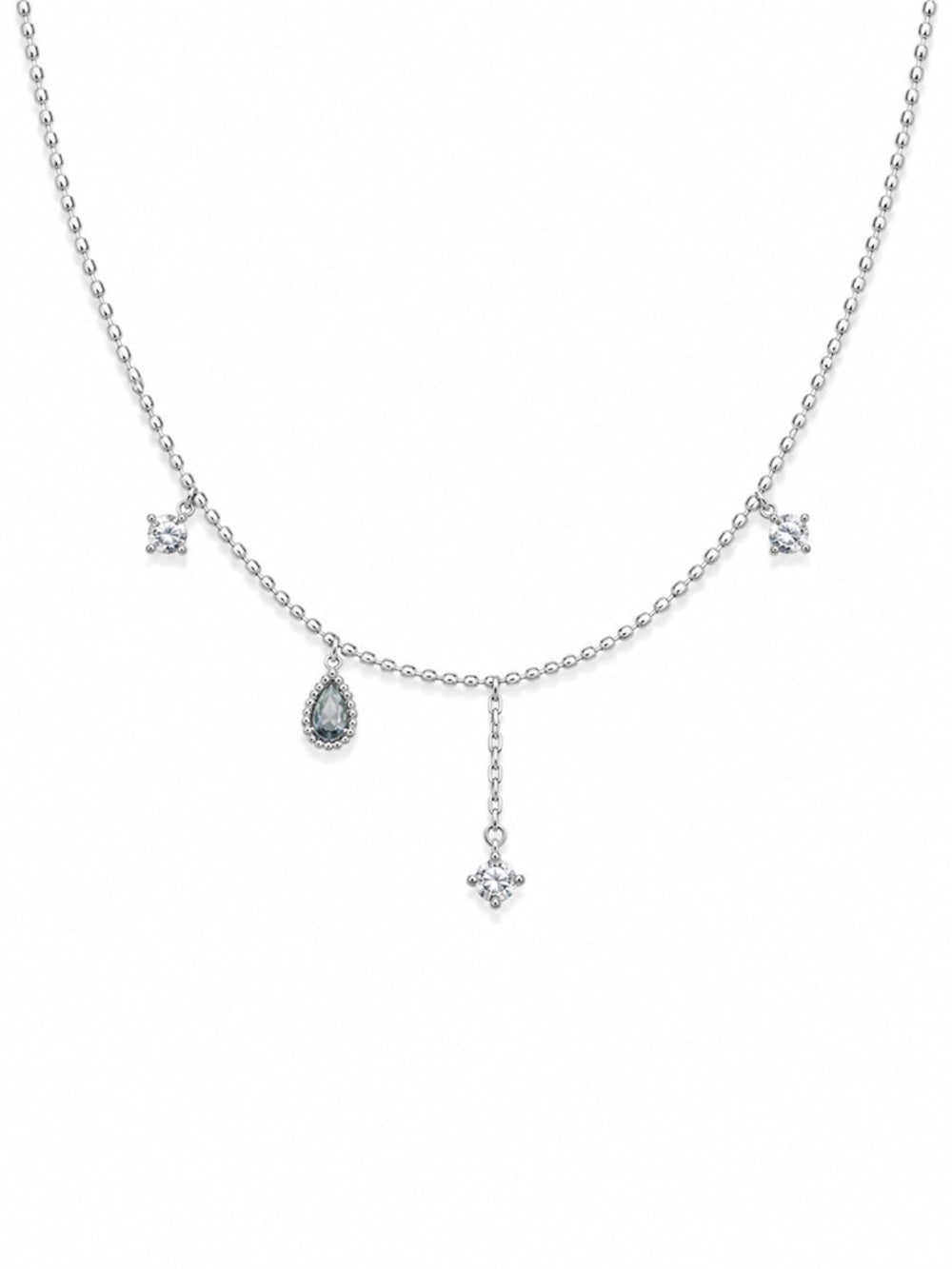 #N19 Moonstone Starlit Drop Necklace (S925)
