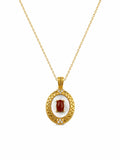 Red Jade & Mother of Pearl Oval Pendant