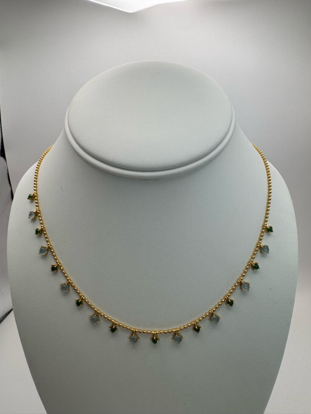 #N30 Mixed Jadeite Gold Beaded Necklace (S925)