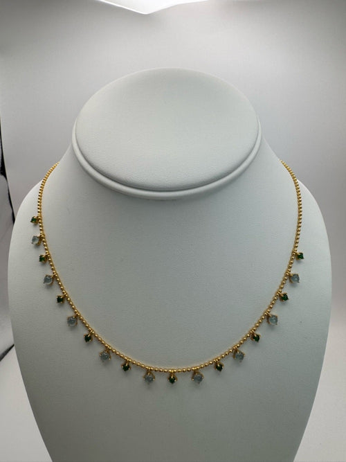 #N30 Mixed Jadeite Gold Beaded Necklace (S925)