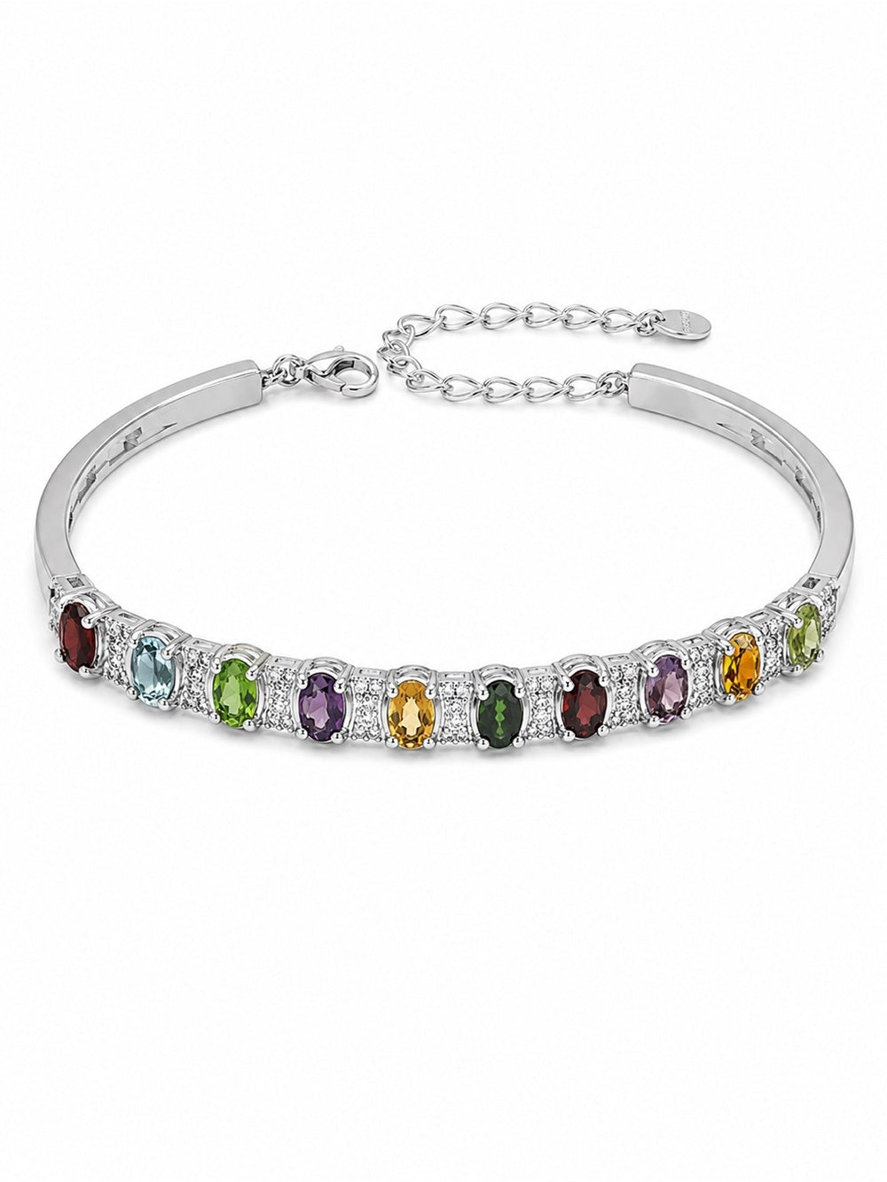 #B26 Mixed Gemstone Cuff Bracelet (S925)