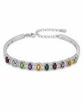 #B26 Mixed Gemstone Cuff Bracelet (S925)