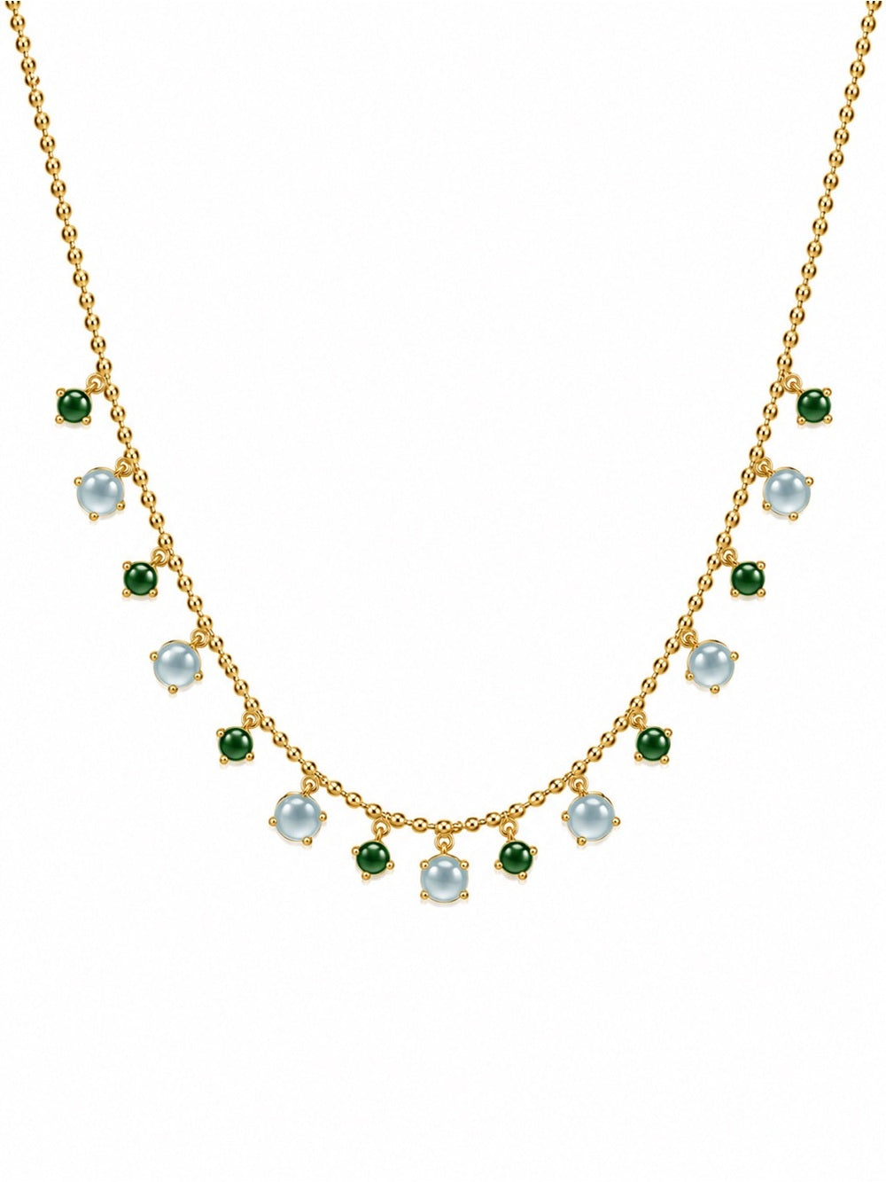 #N30 Mixed Jadeite Gold Beaded Necklace (S925)