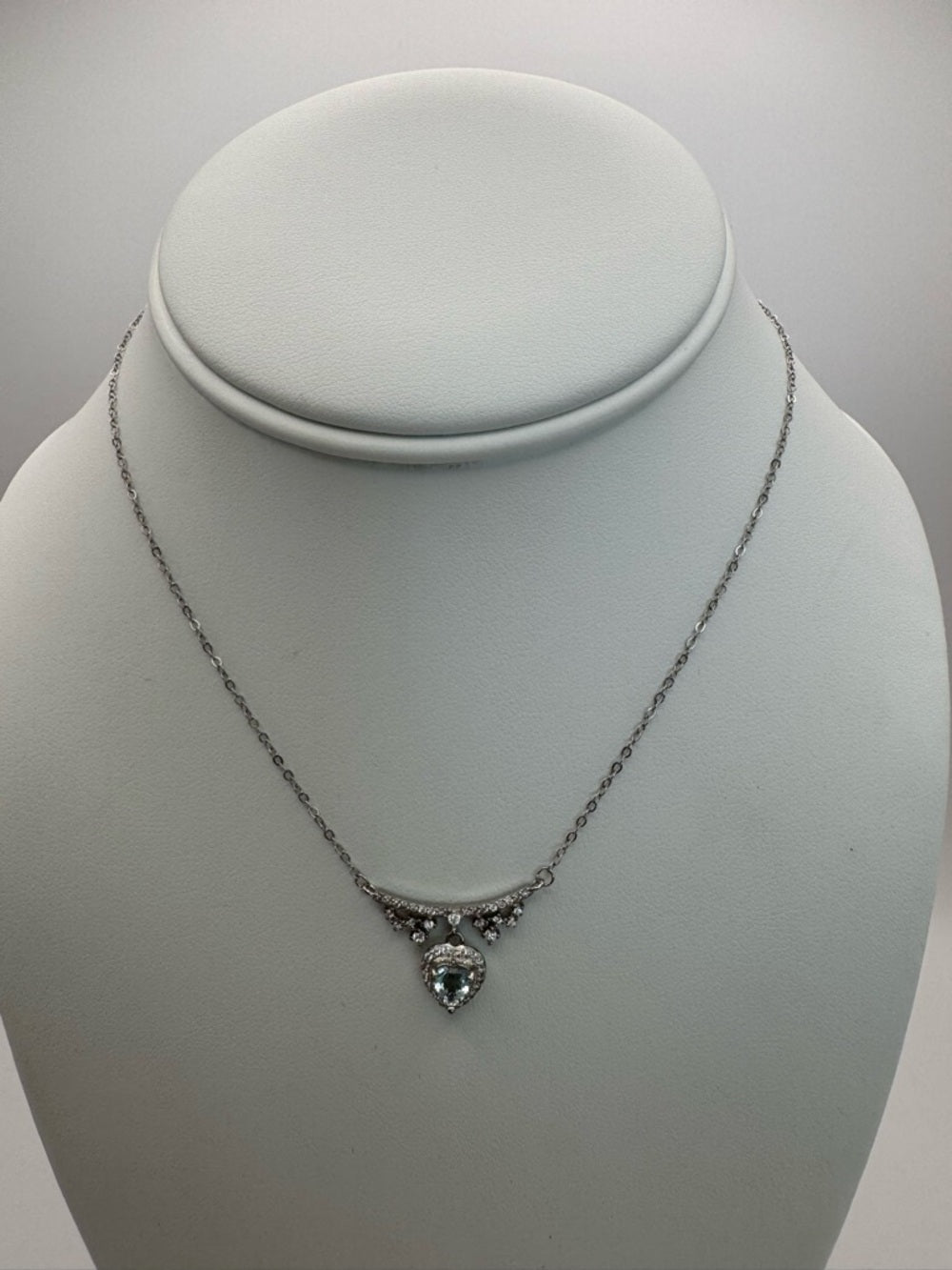 #N45 Aquamarine Heart Necklace (S925)