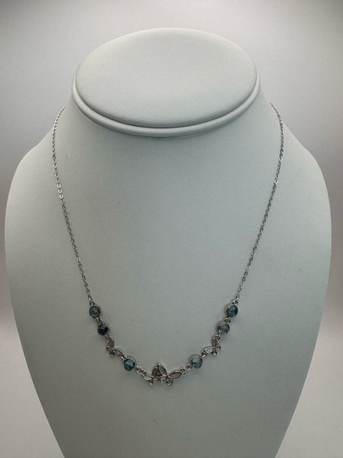 #N46 Aquamarine Butterfly Necklace (S925)