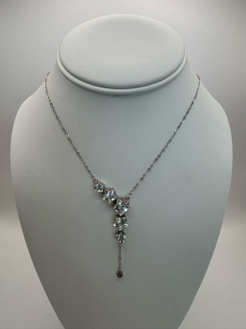 #N36 Clear Quartz Star Lariat Necklace (S925)