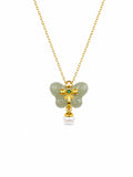 #P15 Jade Butterfly Pearl Dangle Pendant
